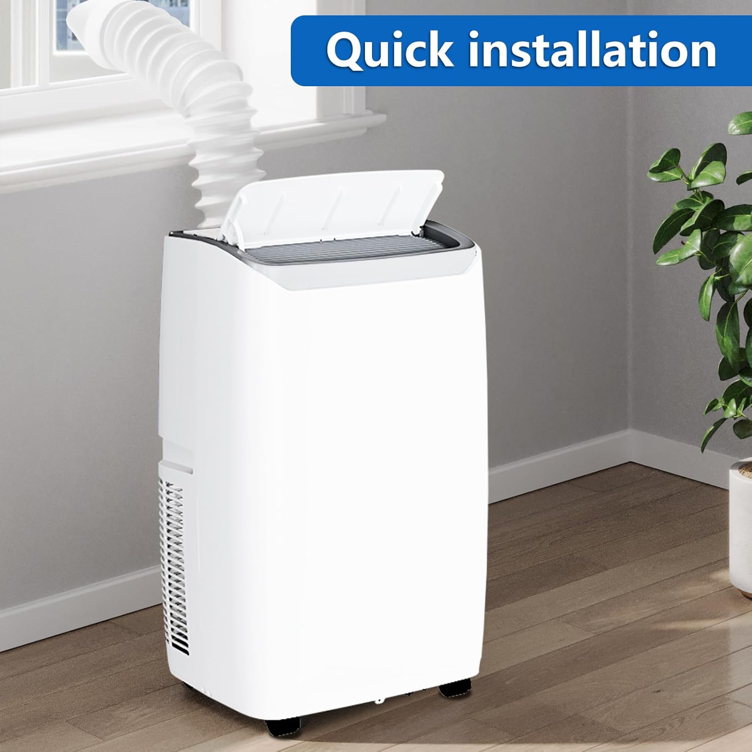 12,000 BTU Portable Air Conditioner – Dehumidifier & Fan for Rooms Up to 550 Sq.Ft | Quiet Sleep Mode, Digital Display, Remote Control & Installation Kits Included