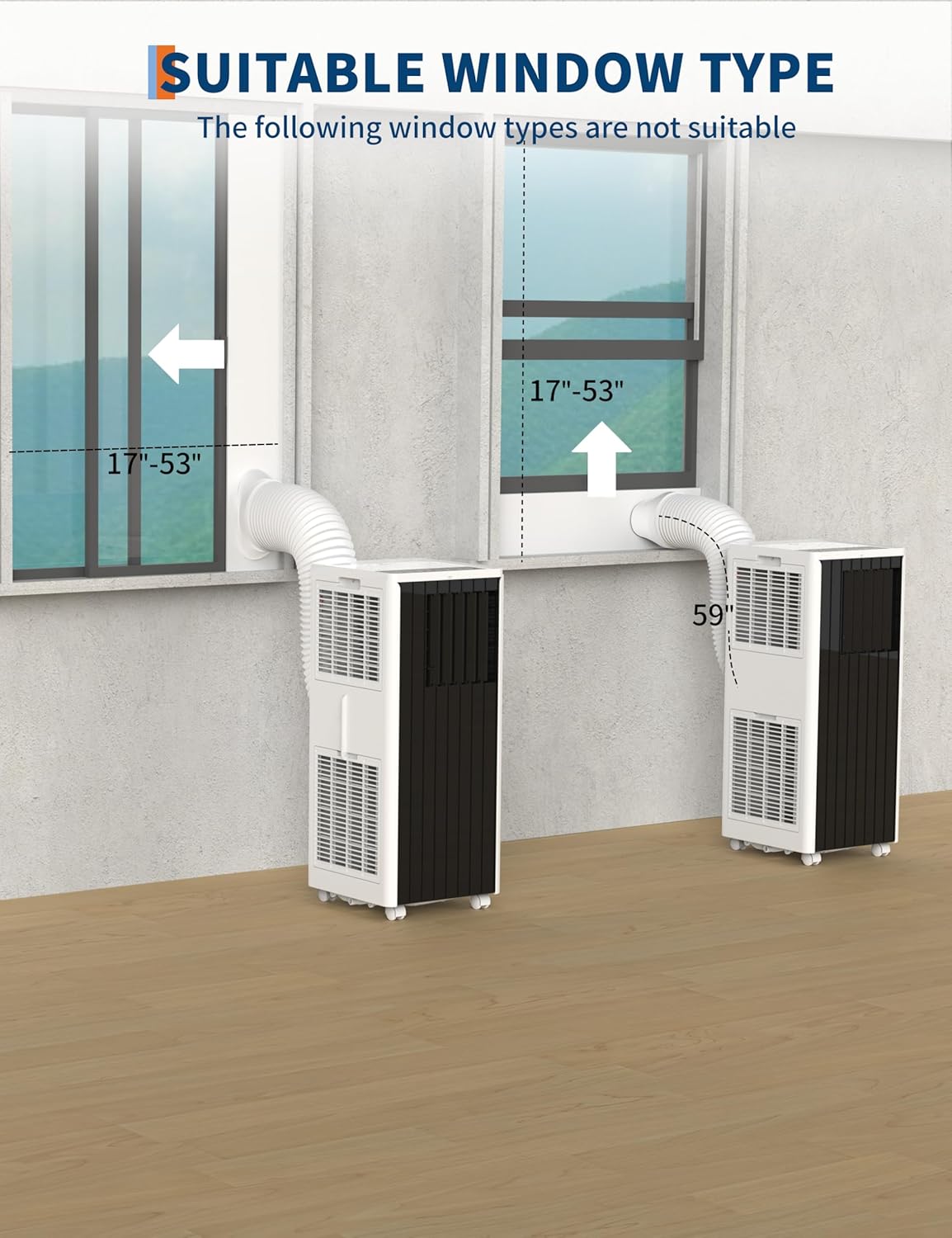 8000 BTU Portable Air Conditioner for Rooms up to 350 Sq. Ft, 3-in-1 Cooling, Dehumidifier & Fan with Quiet Operation, Efficient Cooling, Sleep Mode, 24-Hour Timer & Remote Control, Black & White