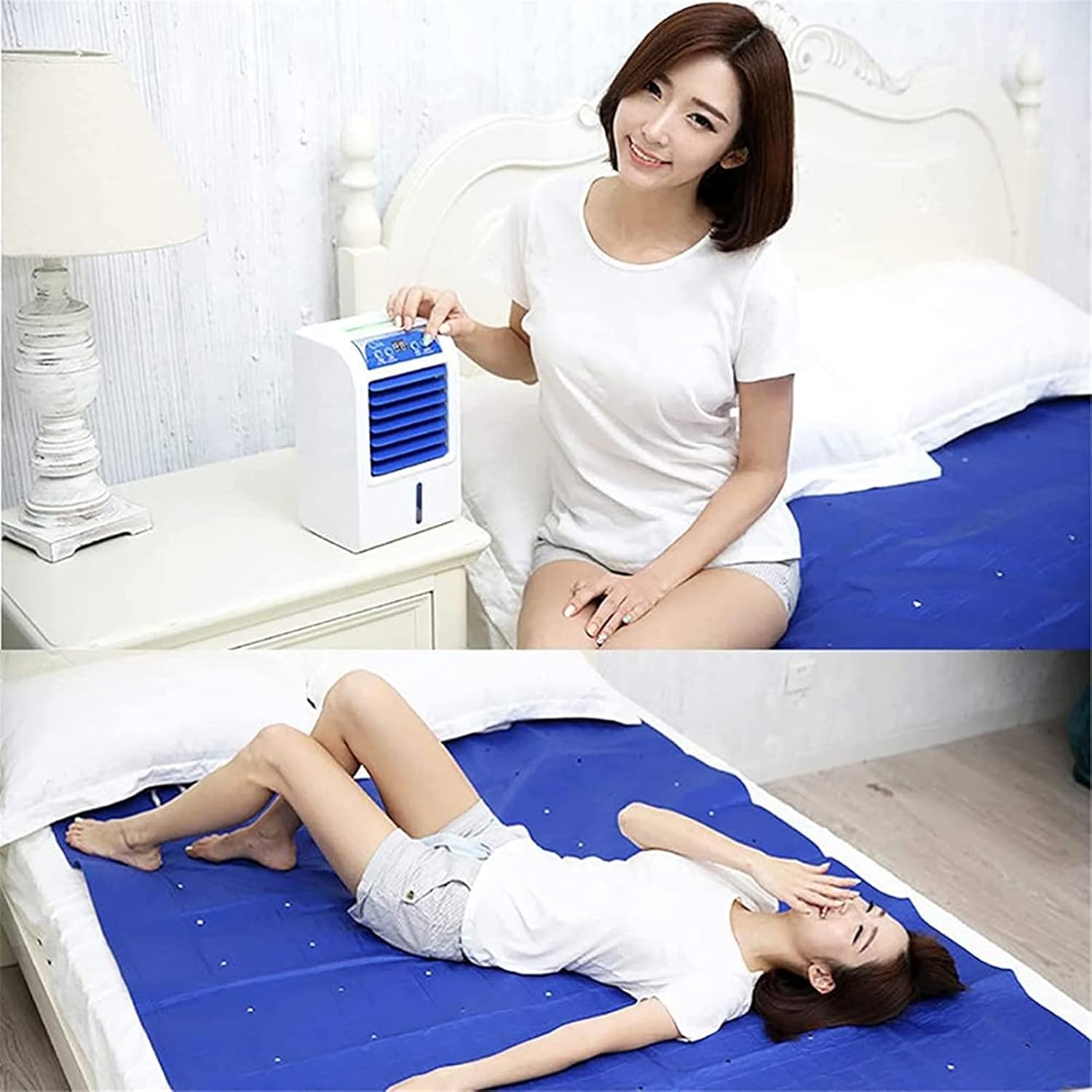 WIKINK Cooling Water Mattress, Mattress Cooler Pad, Cooling Bed Conditioning System, Cool Down 3-8℃ Electric Cooling Mattress Pad, for Home, Dorm Room, Apartment, Cool in Summer