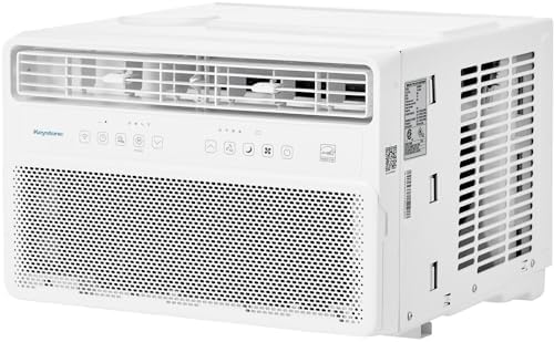 Keystone 8,000 BTU Window Mounted Inverter Air Conditioner with Quiet, High Efficiency Operation and Remote, Window AC Unit for Apartment, Living Room, Bathroom, Small/Medium Rooms up to 350-Sq. Ft.