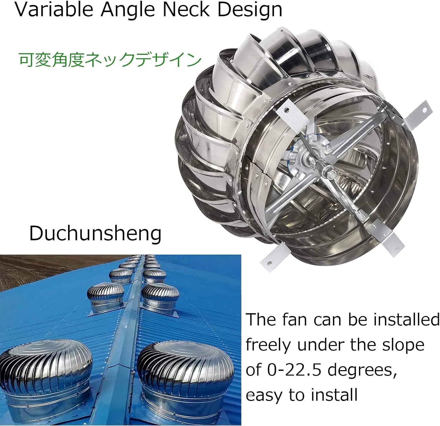 1Pcs Wind Turbines Vents, Galvanized Turbines Internally Braced Wind Turbines, 4 10 12 inch Easy to Install Unpowered Rotation Rainproof Ventilator Chimney Cap for Houses,200Mm