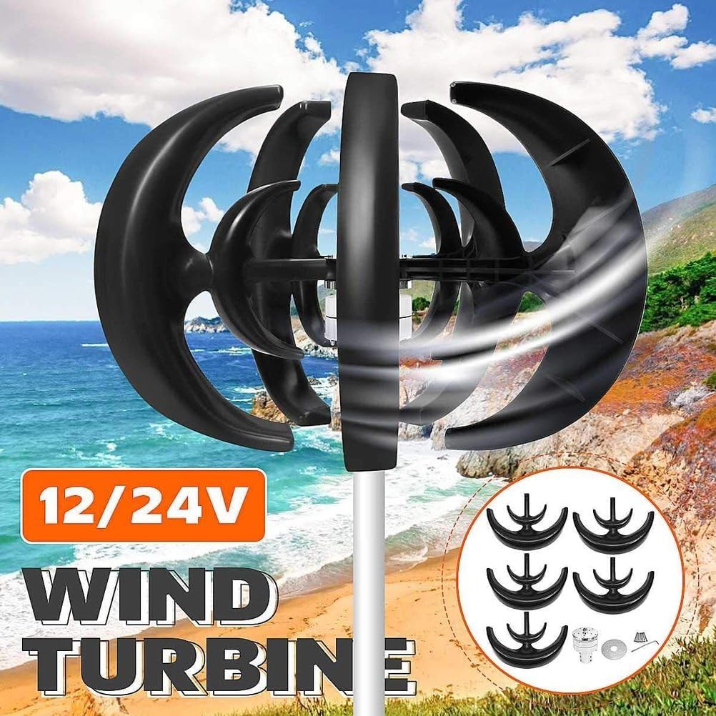 48v,12000W Wind Turbines Kit, 12V-220V 5 Blades Power Generator for Boat Charging Black Lantern Type Industrial Energy Equipment Wind Generator