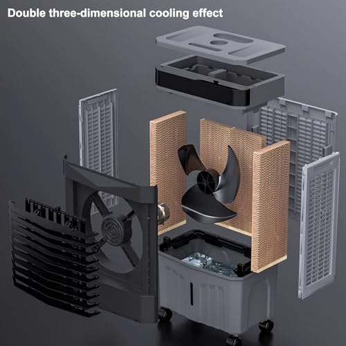 Swamp Cooler Air Conditioner, Evaporative Air Cooler with 4 Ice Box, 120°Oscillation, Portable Cooling Fan with 3 Speeds for Bedroom Home Office(48x35x100cm/19x14x39inch)