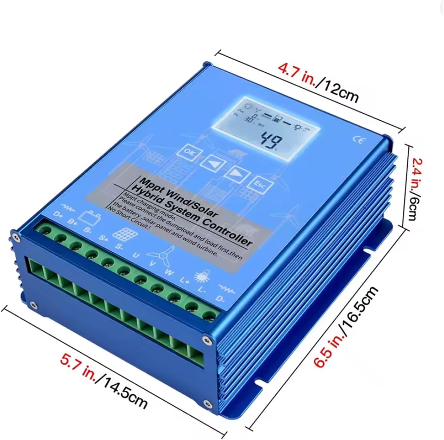 3000W-6000W Hybrid MPPT Wind and Solar Controller 12V 24V 48V Charging Regulator with MPPT Boost Charge Regulator,24v