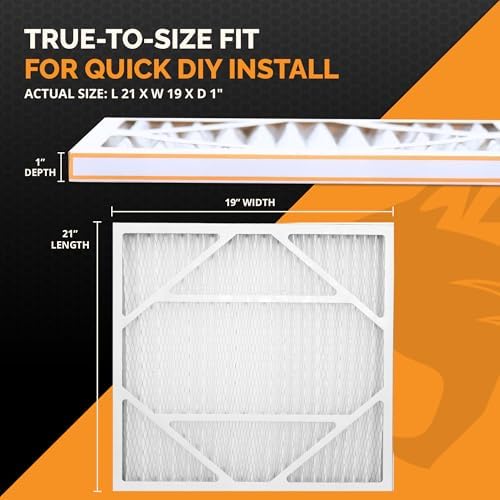 Tiger Tough 21x19x1 Air Filter MERV 8 MPR 600-800, High-Performance Pleated HVAC AC Furnace Filter Replacement for Home, 12-Pack