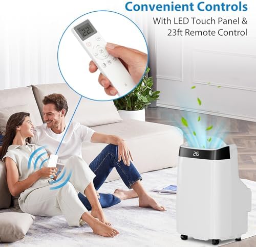 Portable Air Conditioner 10000 BTU ASHRAE / 6000 BTU SACC, 3-in-1 AC Unit with Dehumidifier & Fan, Sleep Mode, Auto Swing, 64-90℉ Temp Control, Quiet Operation for Room, Easy Installation