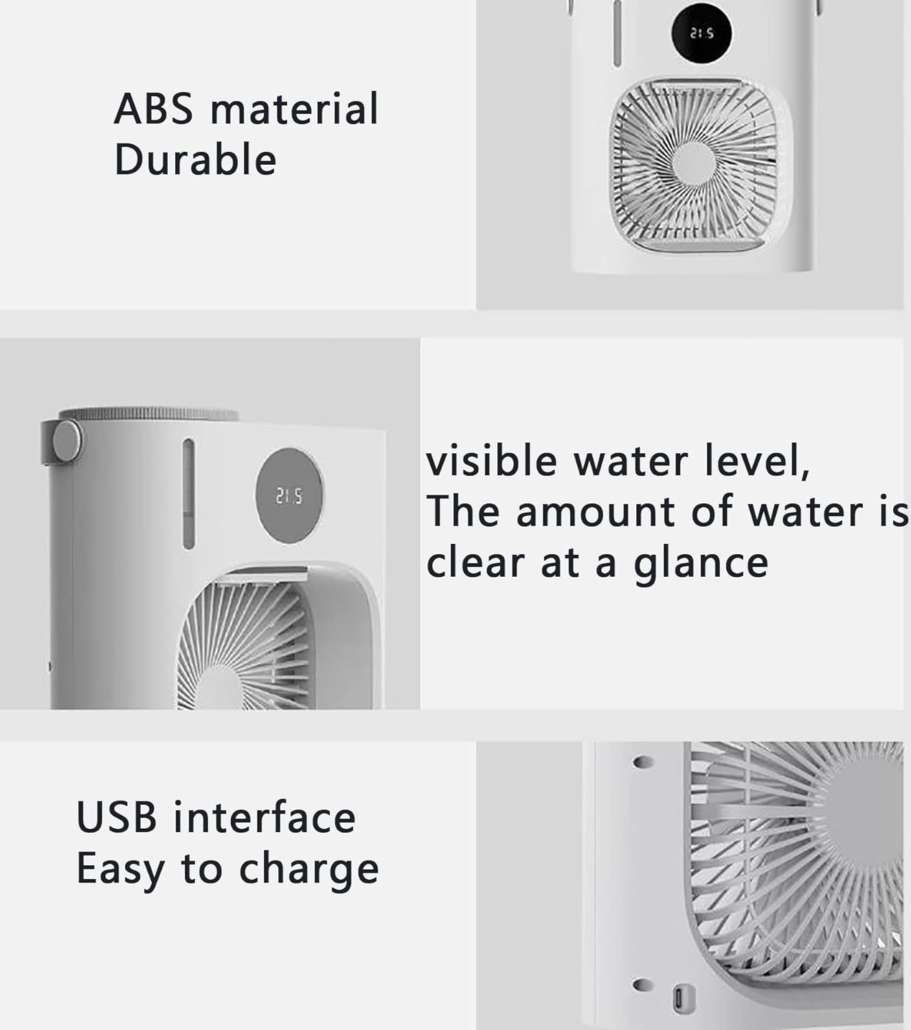 Personal Mini Air Conditioner, 1000 ML Evaporative Air Cooler Fan, Portable Air Conditioner Fan with Night Light and Timer, for Home Office Bedroom