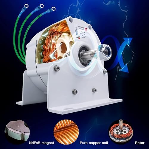 12000W Low Speed AC Alternator Generator for Wind & Water Turbines, 8000W Permanent Magnet Generator Head, 3 Phase Gearless, 12V Low RPM, 220V Power Solution