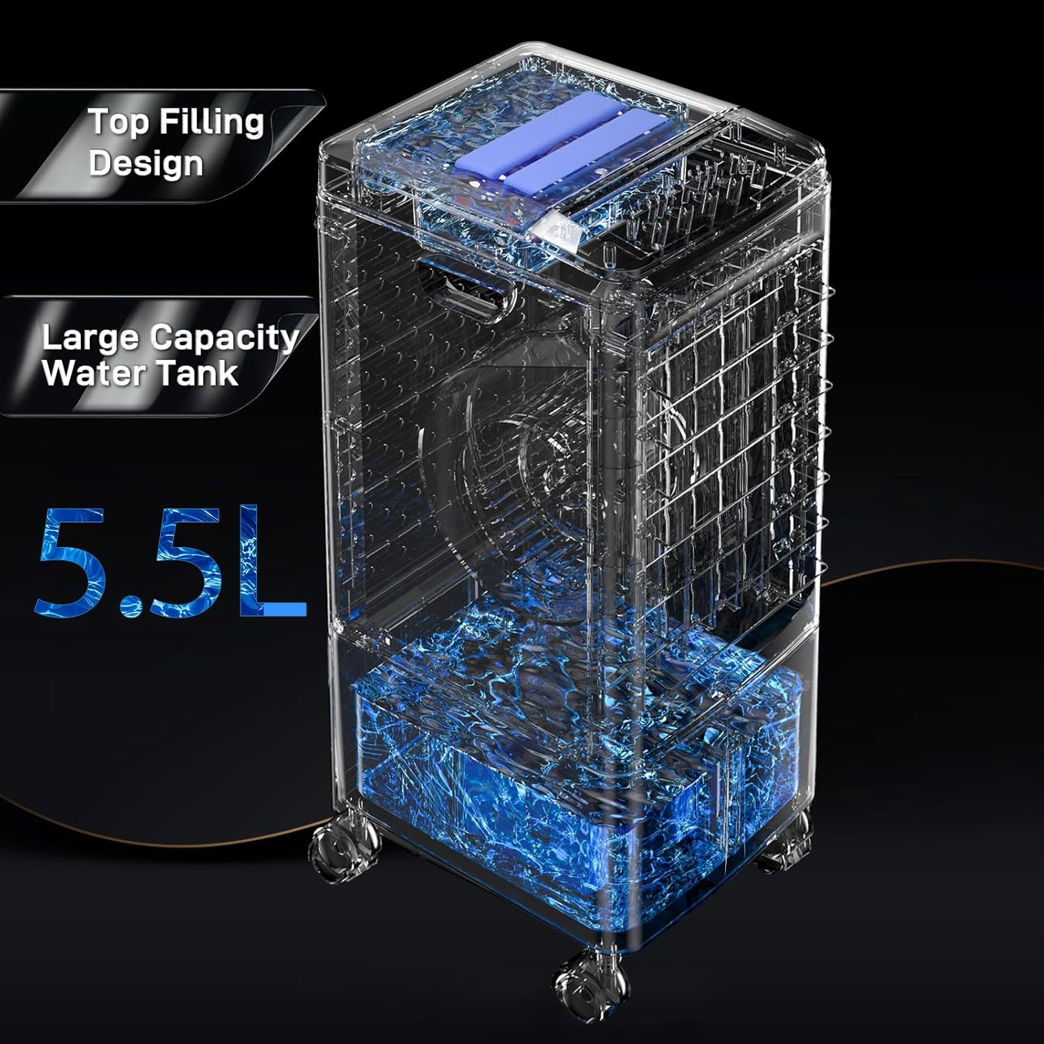 Portable Air Conditioners, Evaporative Air Cooler, Portable AC Cooling Fan w/ 3 Spds & Cooling Mode & Timer, Swamp Cooler w/Remote, Windowless Air Conditioner Portable for Room Home