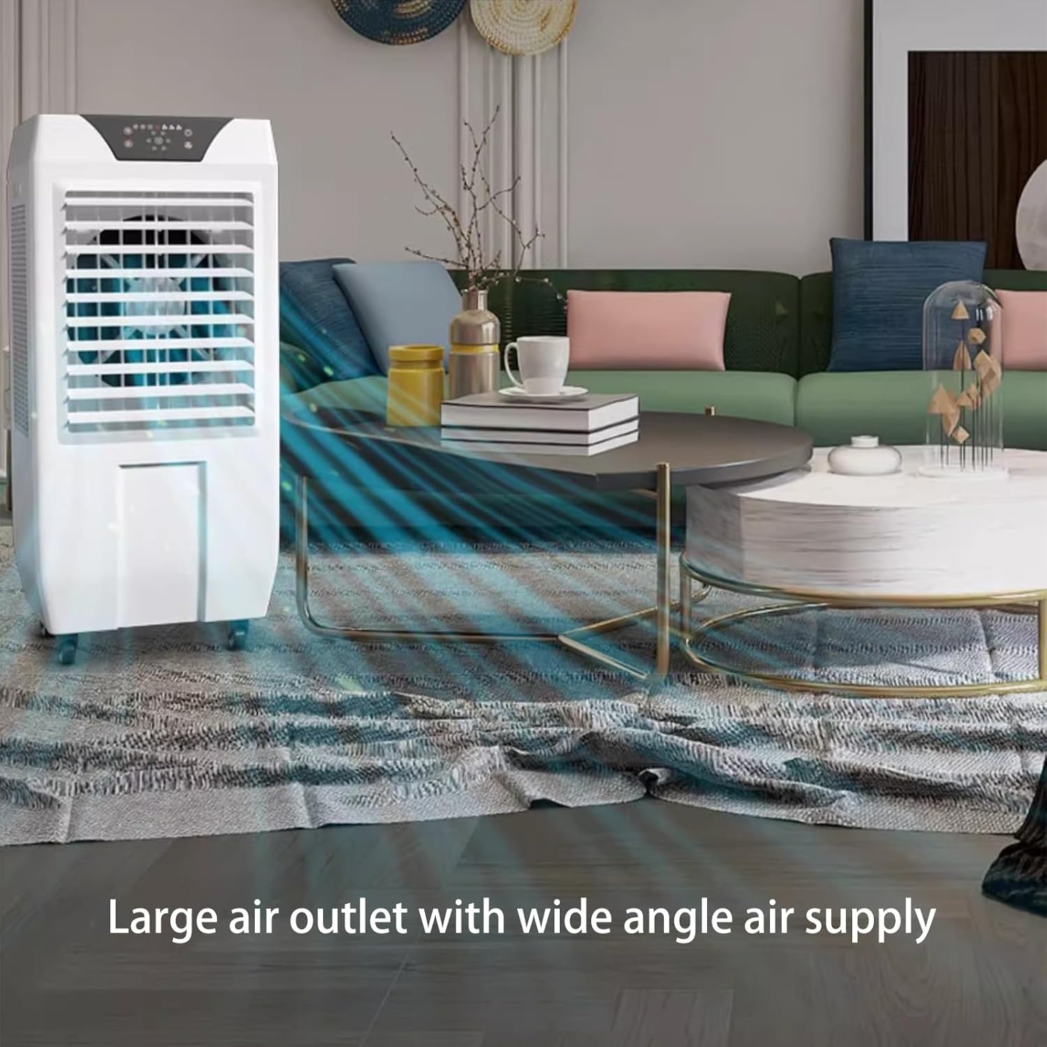 Portable Swamp Coolers, Evaporative Air Cooler with 3-Speed and Ice Crystals, Portable Air Conditioner for Patio Garage Commercial Use