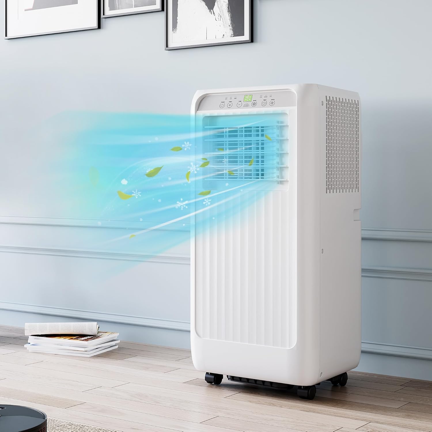10,000 BTU Portable Air Conditioner for Rooms Up to 450 Sq.Ft, 3-in-1 Cooling, Dehumidifier, Fan with Sleep Mode, Includes Remote, Auto Evaporation, Easy Install