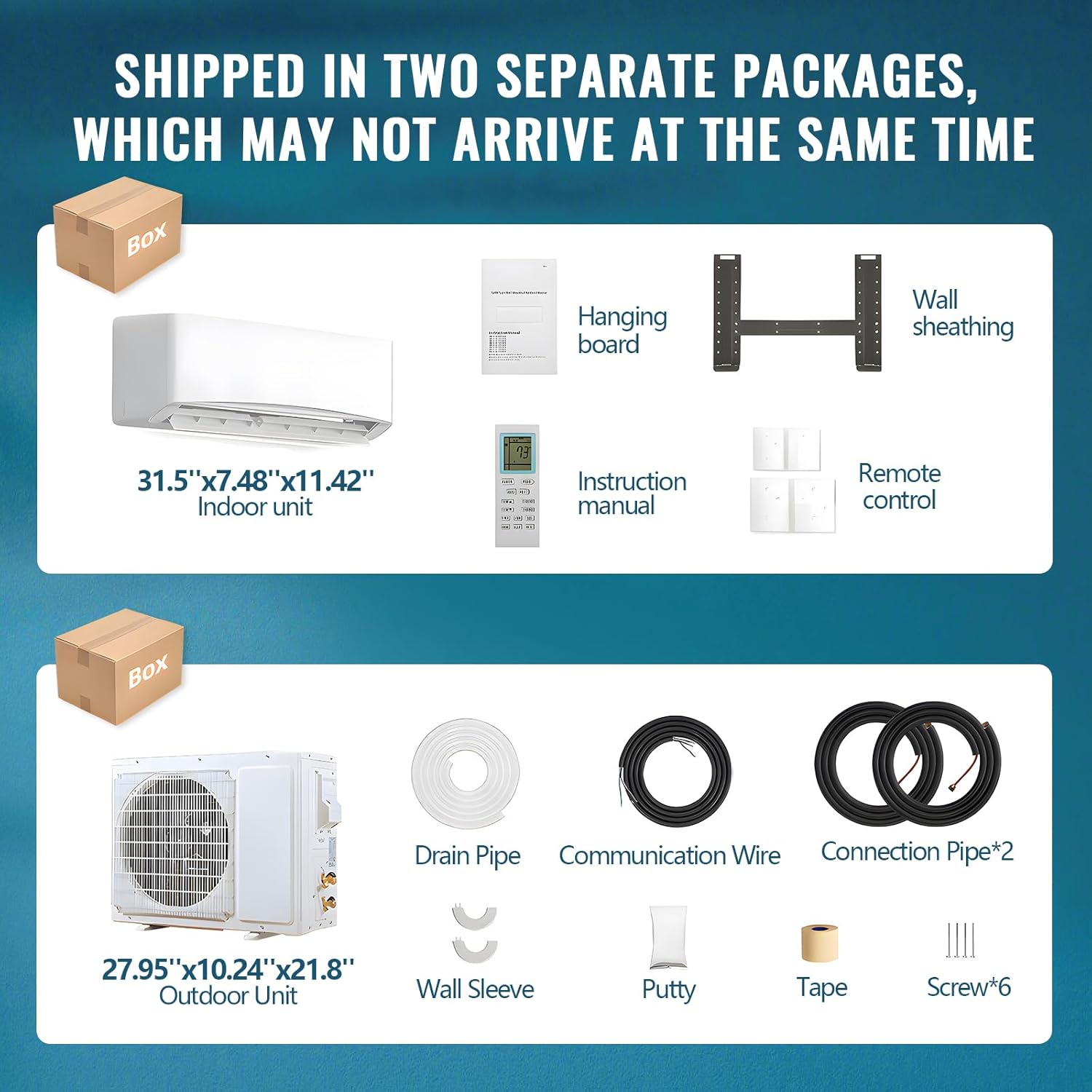 WANAI 12000 BTU 115V Mini Split Air Conditioner & Heat Pump System, 17 SEER2 Split Unit Ac Cool Up to 750 Sq.Ft with Installation Kit for Home, Office & Commercial Space