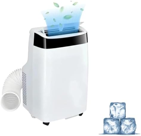 12,000 BTU Portable Air Conditioner - 8,000 BTU (SACC) Cools 550 Sq.Ft, 3-in-1 AC with Dehumidifier & Fan, 51dB Quiet, 24H Timer, Remote for Home/Office