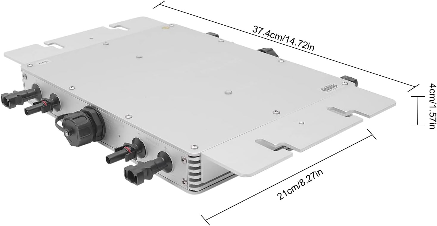 1400W Solar Grid Tie Micro Inverter, 110V Stackable Pure Sine Wave Inverter with 32 bit DSP and LCD Display, IP65 Waterproof for 30V 36V Solar Panel (Silver)