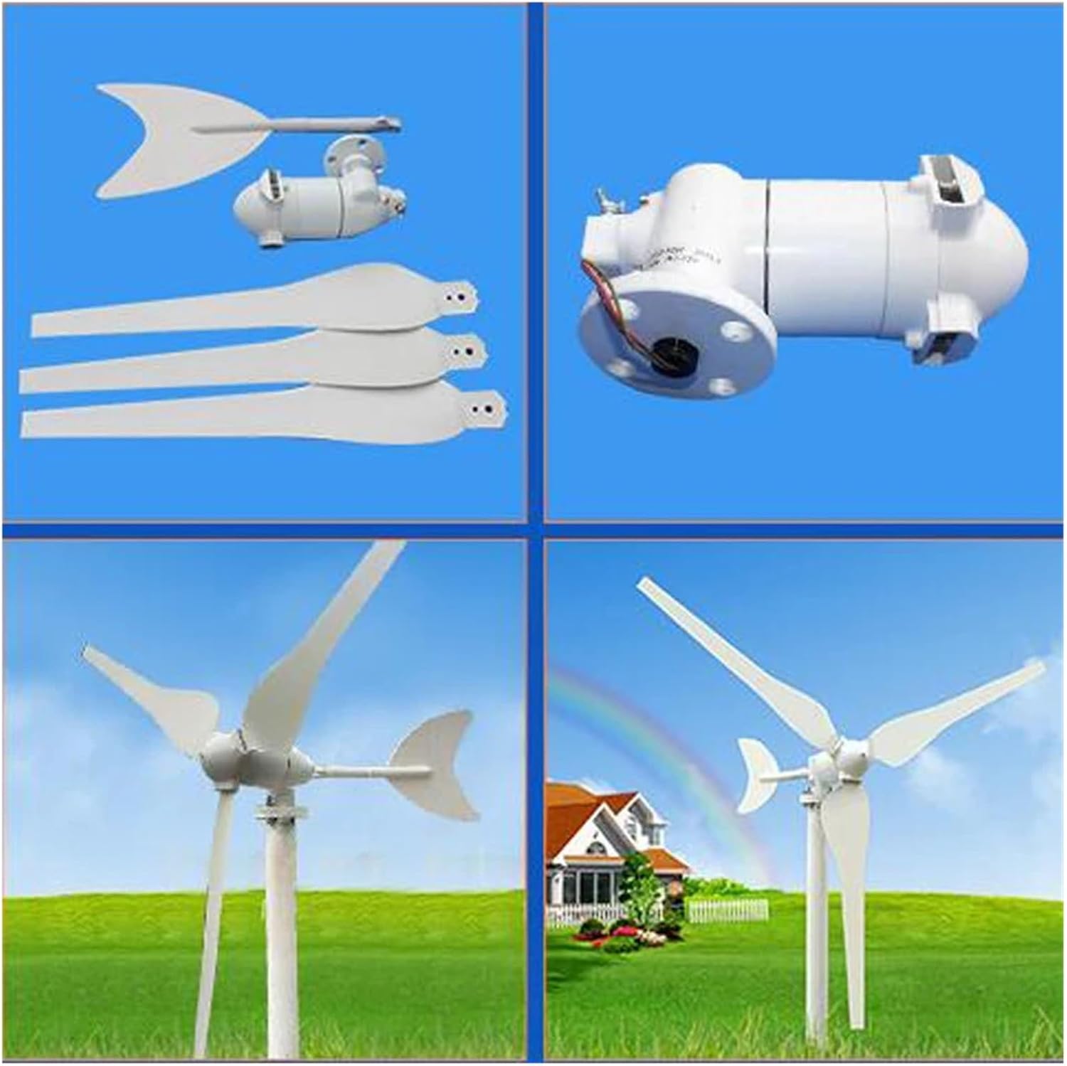 Wind Turbines, 200W Wind Generator 12V 24V with Carbon Fiber Reinforced Plastics Blade Low Wind Speed Starting Wind Turbines(24V)