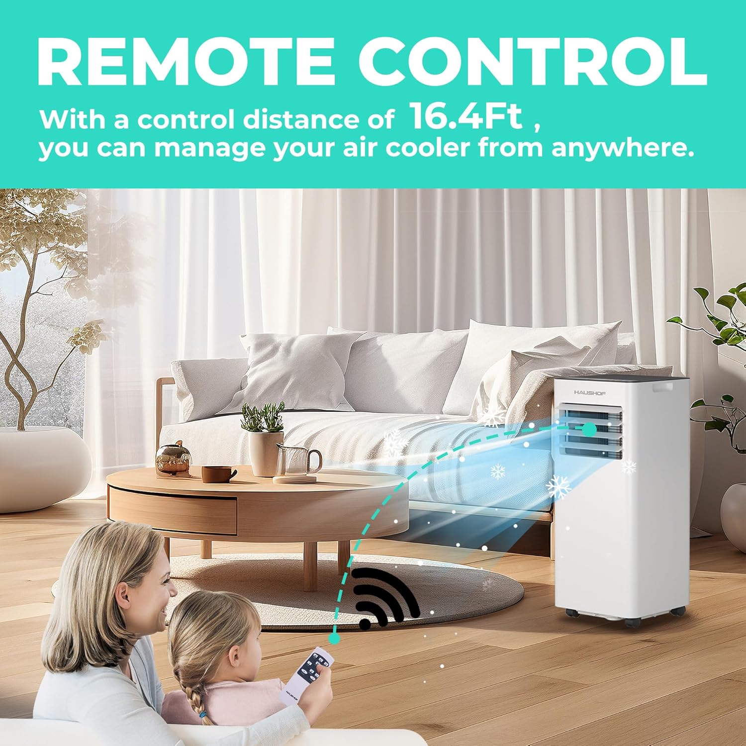 HAUSHOF 10,000 BTU Portable Air Conditioners for Rooms up to 430 Sq. Ft, 3-in-1 AC Unit with Cooling, Fan & Dehumidifier, Quiet Operation, Remote Control, 24H Timer, LED Display & Window Kit Included