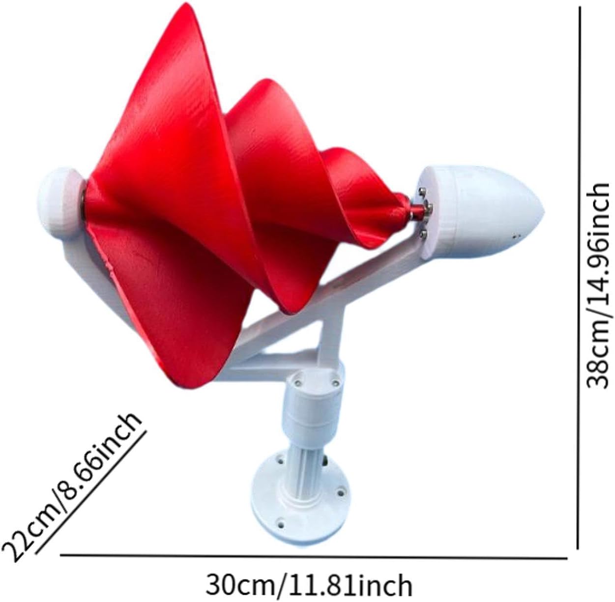 Wind Generator Spiral Vertical Wind Generator Three-Phase Brushless Motor PP for Workshop, Terrace, Garden, Red
