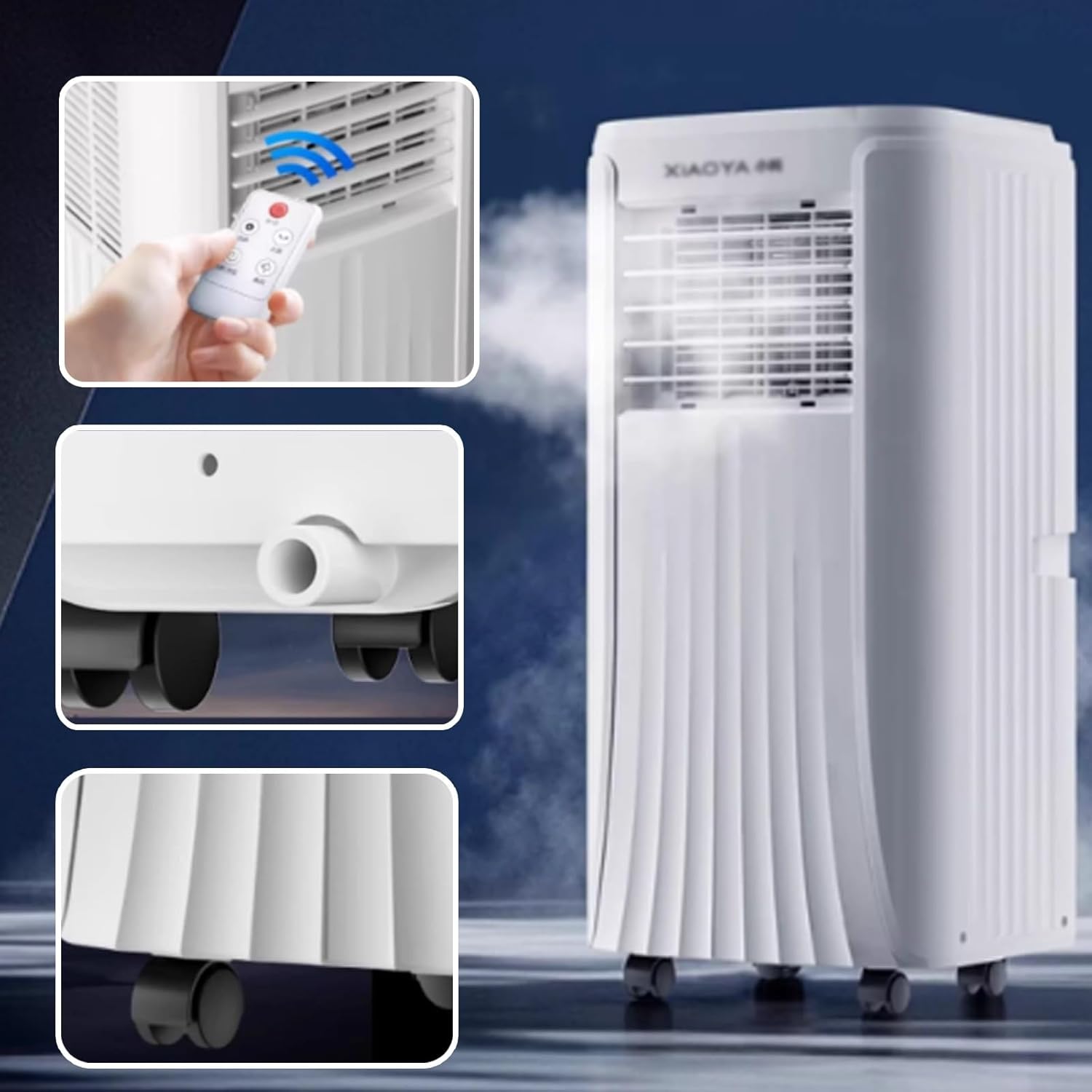 No Vent Portable Air Conditioner 2 Wind Speeds Room Ac Unit with 360° Universal Wheels and Remote Control 24H Timer, Bedroom, Office, Apartments 220V(33.4 * 32.8 * 69cm)