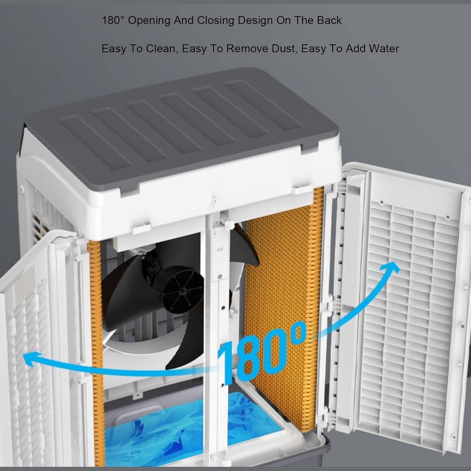 Swamp Cooler, Portable Evaporative Cooler Portable Air Conditioner with 4 Ice Pack, 90°Oscillation, for Garage, Yard, Commercial Use