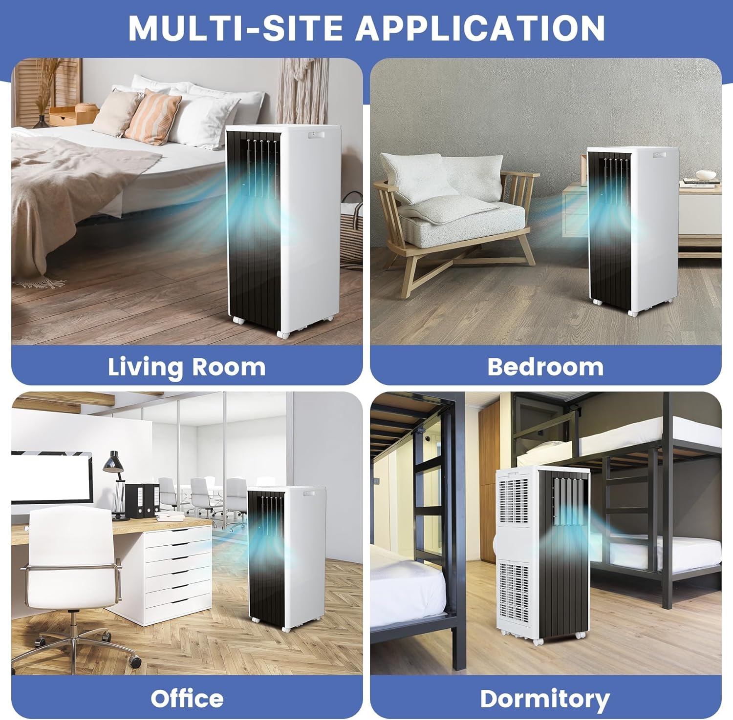 8000 BTU Portable Air Conditioner for Rooms Up to 350 Sq.Ft, 3-In-1 Indoor Portable Standing AC Unit with Dehumidifier, Cooling & Fan, 24H Timer Mode, Remote Control, Window Kit, White Top