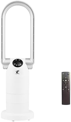 Ocean Loong 1500W Bladeless Tower Fan & Space Heater Combo for Home with Remote Control Timer Oscillation Tip-Over Switch and Adjustable Thermostat, 29” Silver