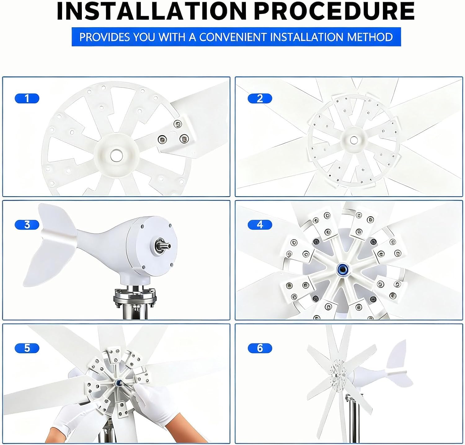 2000W Wind Turbine Generator Kit,8-Blade Wind Power Generator,12V 24V 48V 220V with Charge Controller,2m/s Start Wind Speed,with MPPT Controller,Suitable for Home,Farm,RV 12V