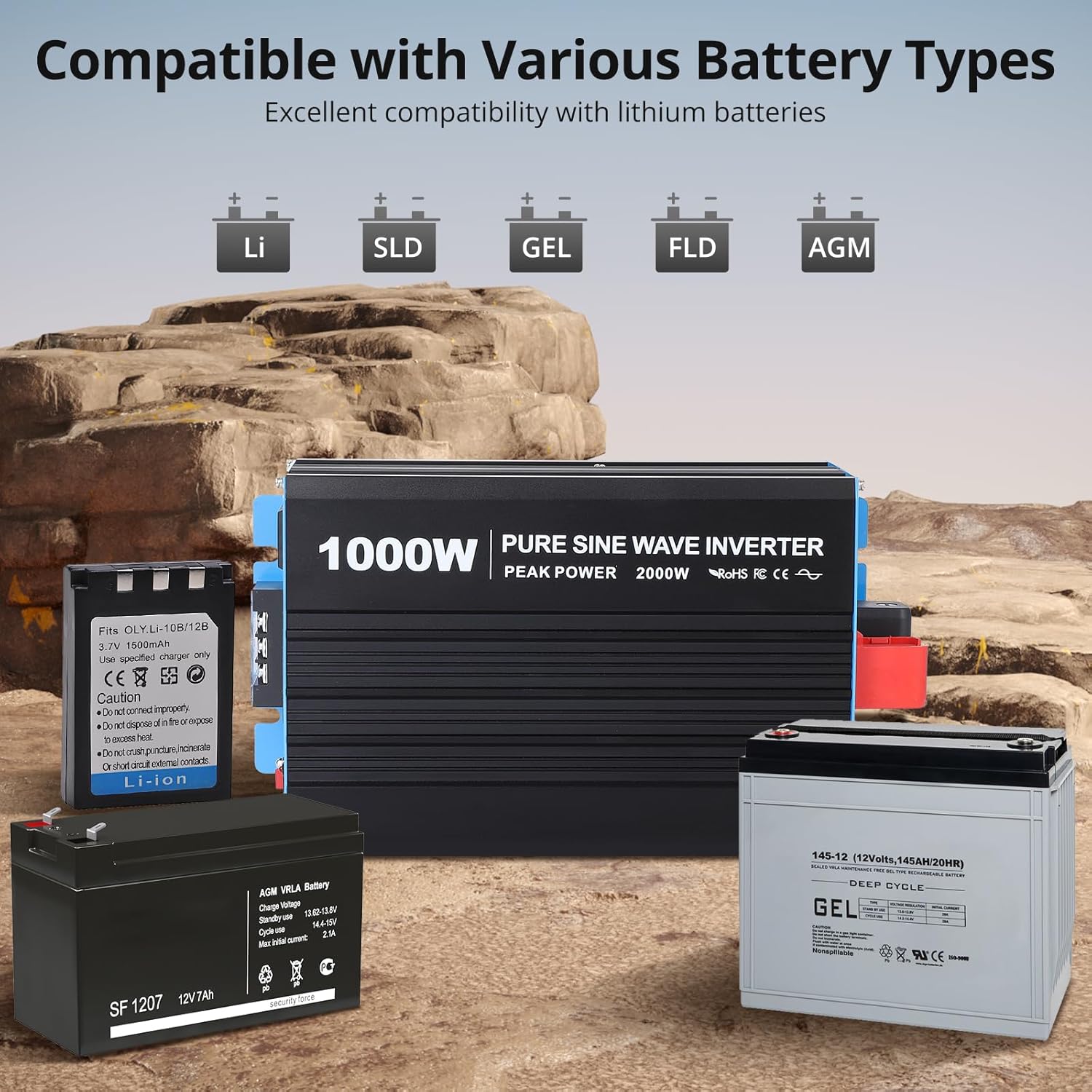 4000W Pure Sine Wave Power Inverter 12V to 120V with Remote Control, 4 AC Outlets + USB Port, ETL Certified for RV, Truck, Home Use, Car Power Inverter with GFCI Protection