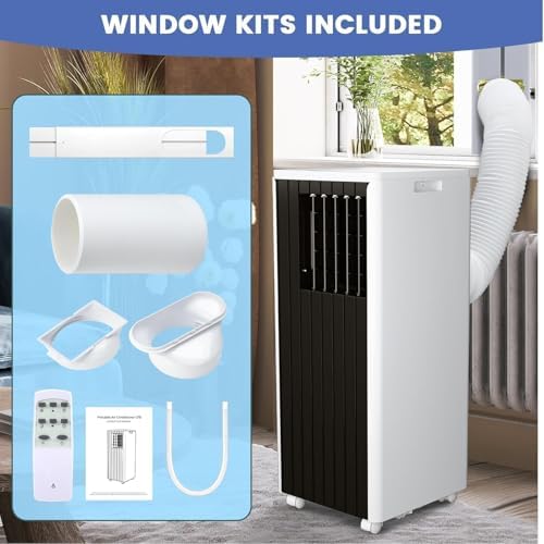 8000 BTU Portable Air Conditioner Cools Up to 350 Sq.Ft, 3-in-1 Fast Cooling Unit with Dehumidifier & Fan mode, Sleep Mode & Remote Control, 24H Timer