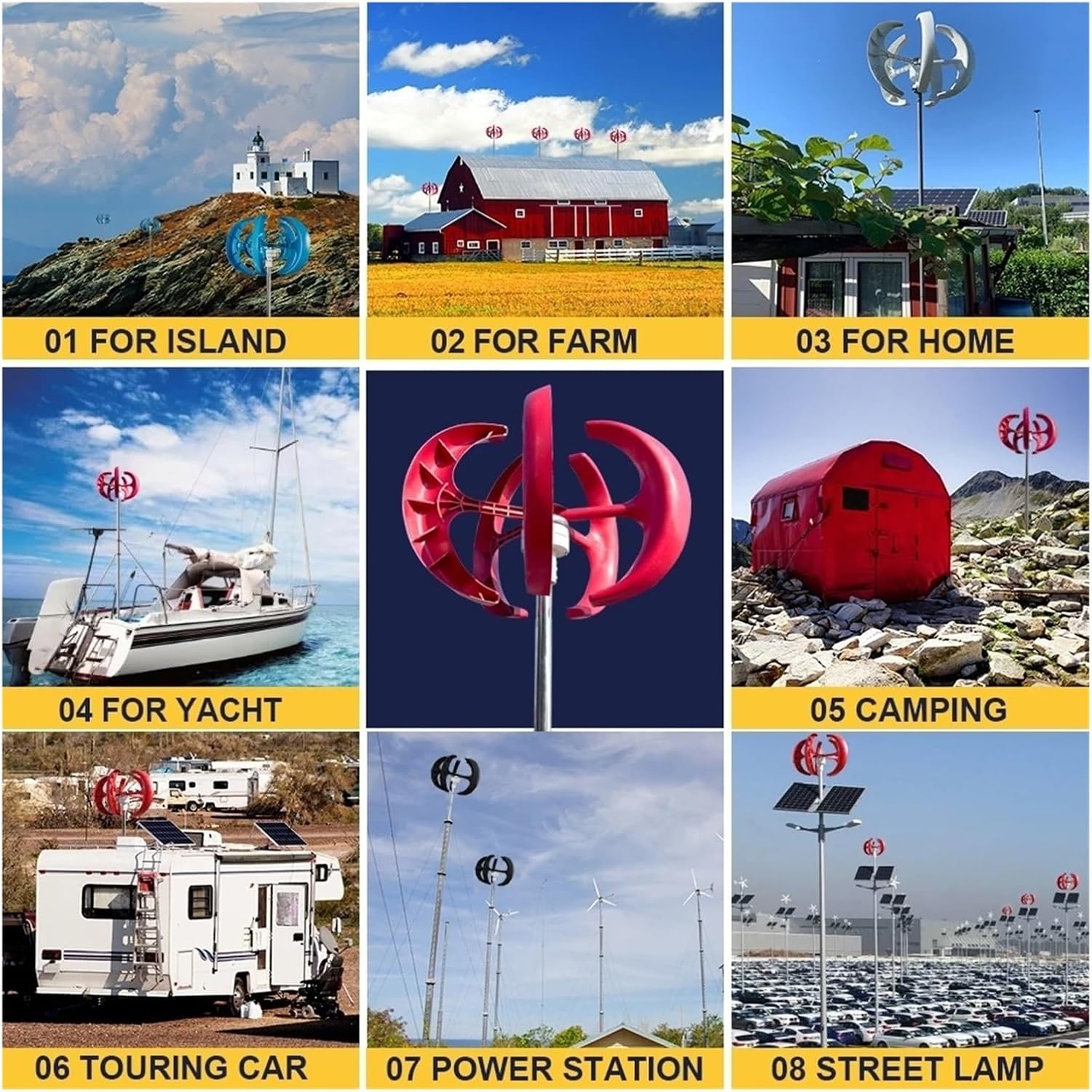 3000W Vertical Wind Turbine 12V 48V Vertical Axis Wind Generator Windmill with MPPT Charging Controller Industrial Energy(Red,Charging CONROL_24V)