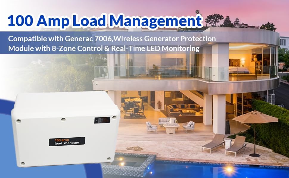 100 Amp Load Manager Compatible with Generac 7006, 100 Amp Smart Management Module with 8-Zone Control, Overload Protection and Lock Feature
