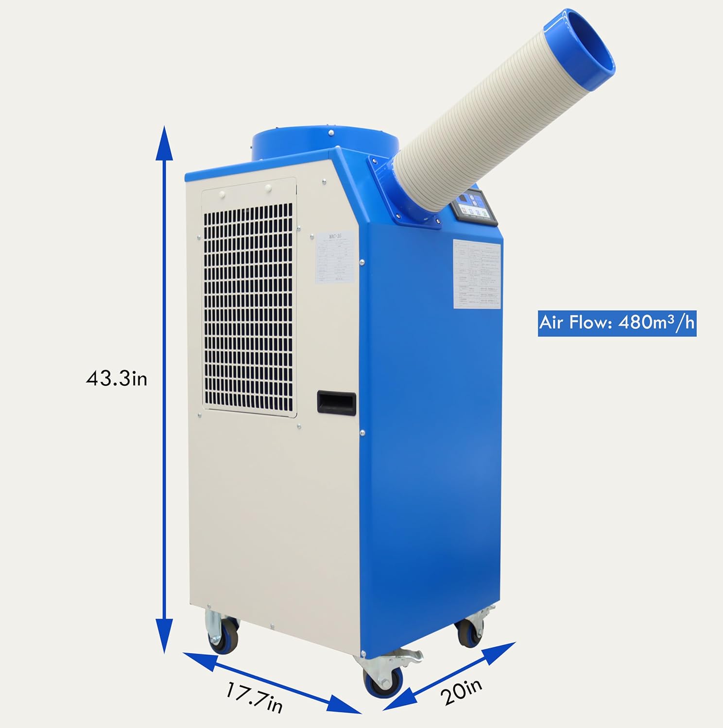 TECHTONGDA Commercial Air Conditioner Mobile Industrial Spot Cooler Outdoor Aircon Single Column Design 480m³/h 220V