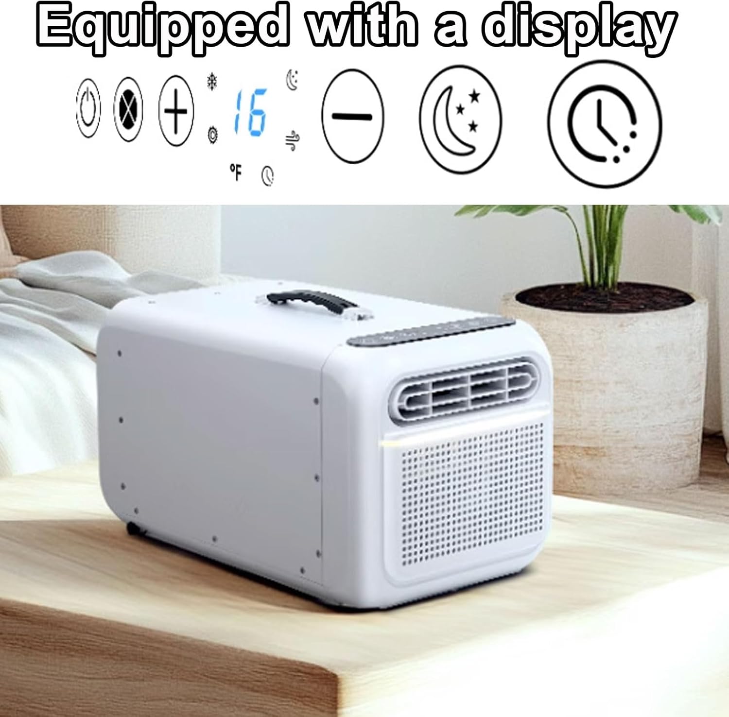 Small Room Air Conditioner Portable Air Conditioners Drain-Free Function with Remote Control and Touch Panel No Installation Required Suitable for Office Camping(Beige)