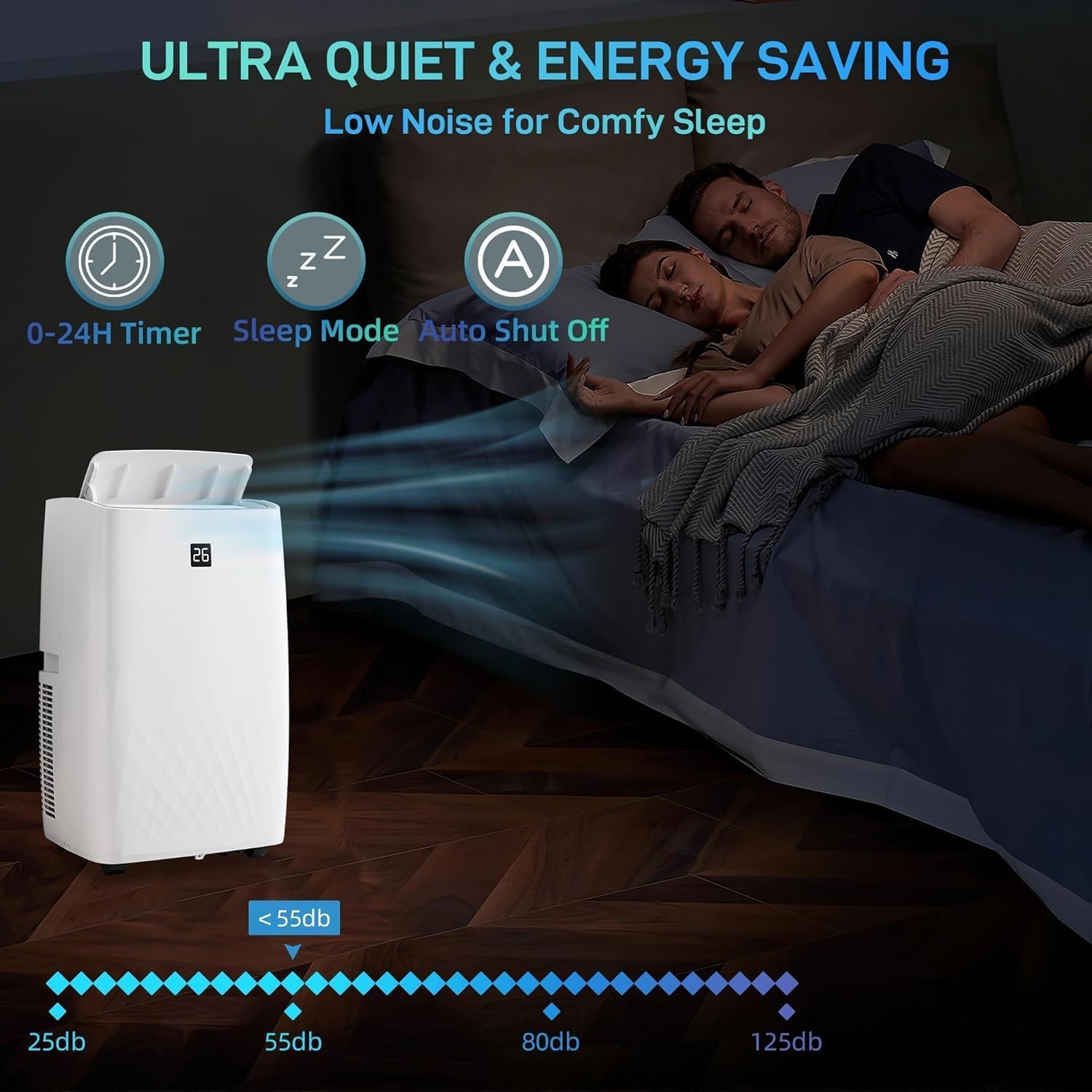 Portable Air Conditioner, 4-In-1 Quiet Design for Dorms And Offices, 12000 BTU Portable Air Conditioner With Remote, Cools Spaces Up To 550 Sq. Ft., Includes Sleep Mode, Timer, and Window Kit, White