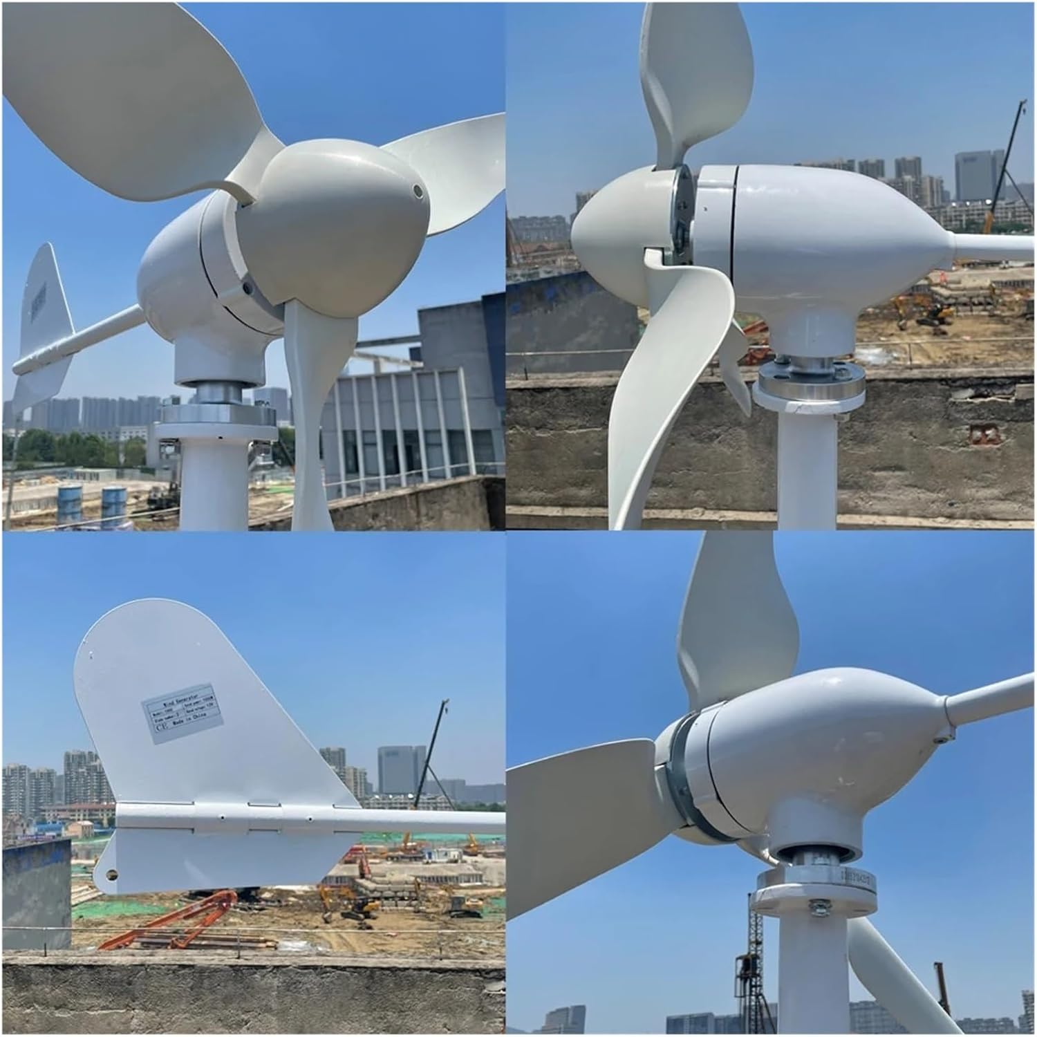 10KW 3 Blades Horizontal Wind Turbine Generator 12v 24v 48v with Mppt/Hybrid Charge Controller Windmills for Farm Home Industrial Energy(Hybrid Control,48V)