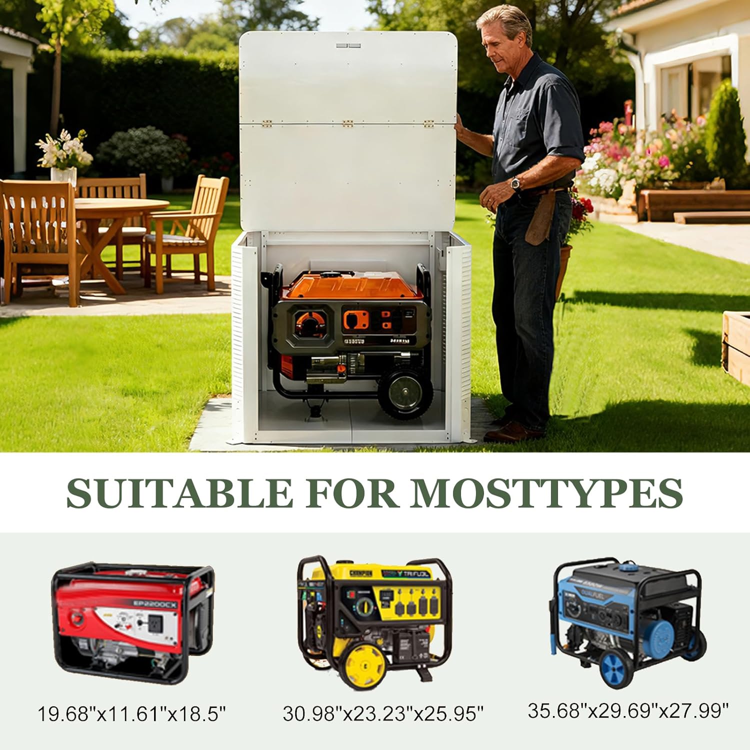 Hudson Generator Box, SD Aluminum Generator Enclosure with Ventilation, Heat Dissipation & Reduce Noise, Accommodates The Maximum Size of 39.4