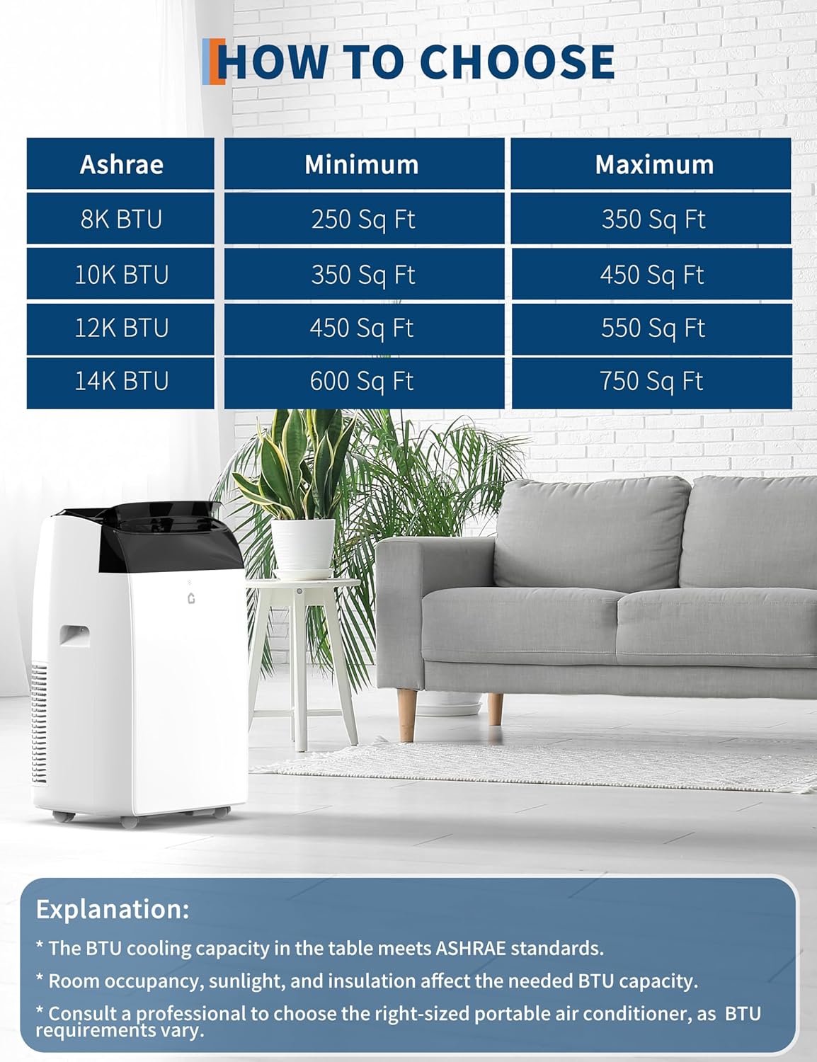 14,000 BTU Portable Air Conditioner with Dehumidifier & Fan, Cools Up to 750 Sq.Ft. Room Air Conditioner, Remote Control, Installation Kits, Auto Swing, Quiet Portable AC Units for Rooms, Black Top