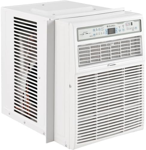 Global Industrial Slider/Casement Window Air Conditioner, 10000 BTU, 115V, R32 Refrigerant, Up to 450 Sq. Ft. Coverage, Digital LED Display, Includes Remote Control