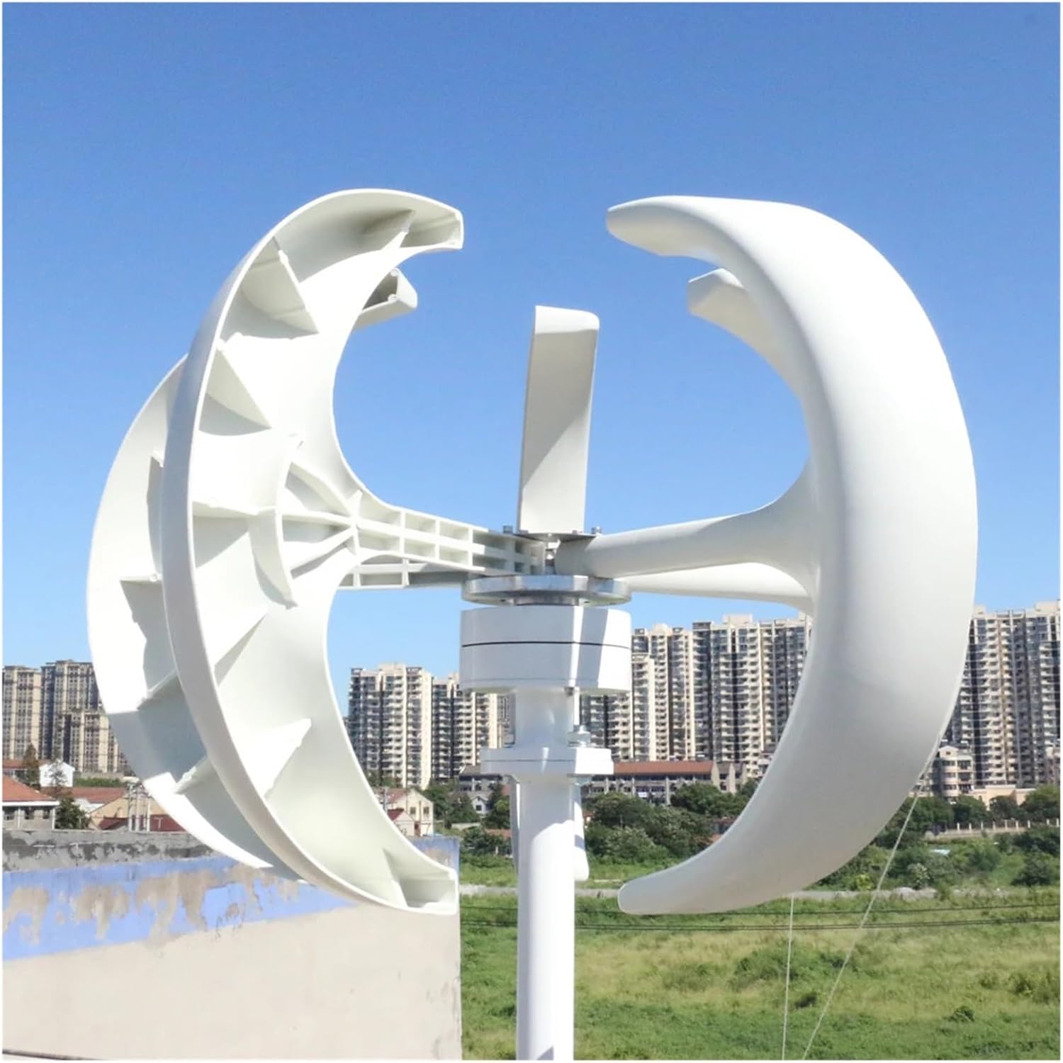 Wind Turbines, 8000W Vertical Axis Wind Turbine Generator for Home 8KW 12V 24V 48V Small Low Noise Windmill(White,12V)