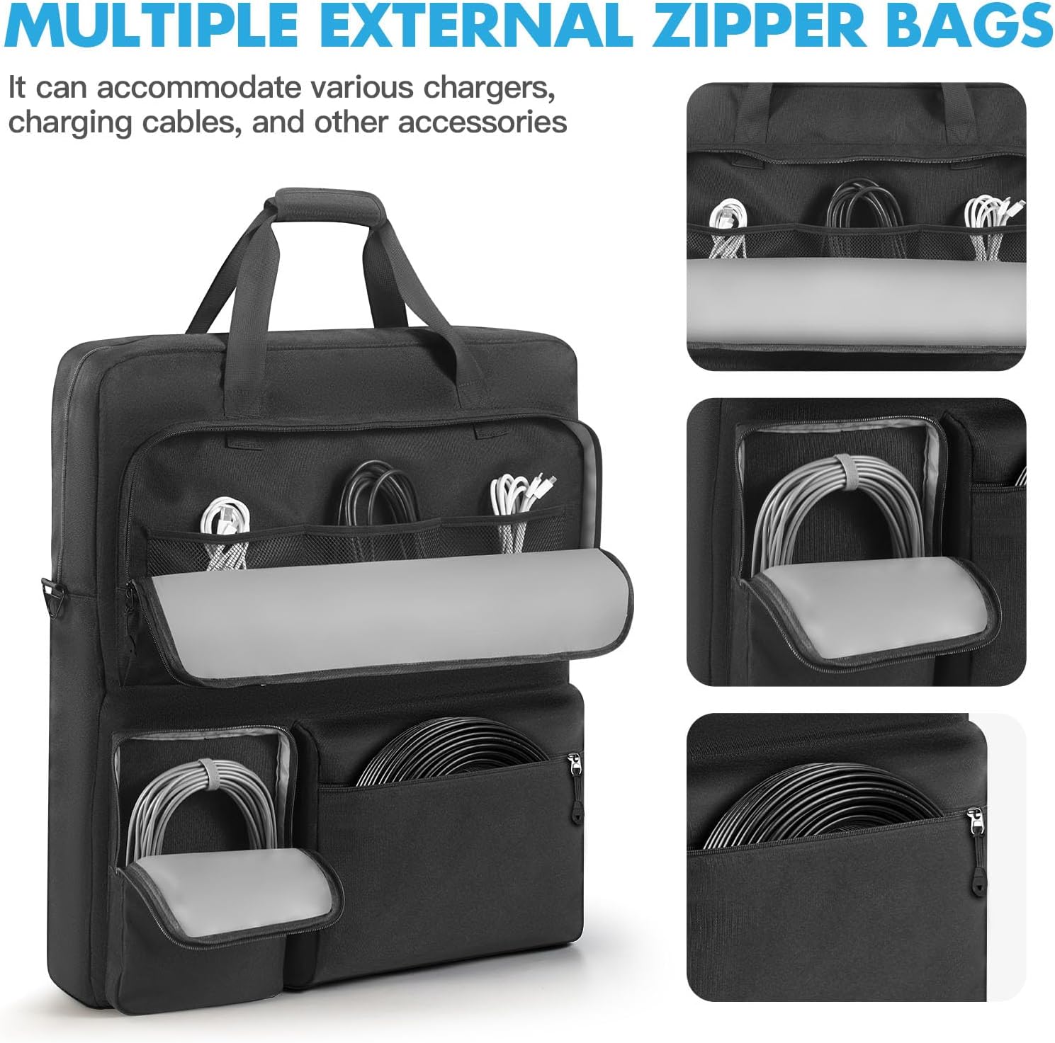 Solar Panel Travel Storage Bag, Carrying Case for ECOFLOW 110W 160W 220W/BLUETTI 100W 200W/Anker SOLIX PS100 100W & PS200 200W/Renogy 100W 200W Portable Solar Panel (Black + Gray)