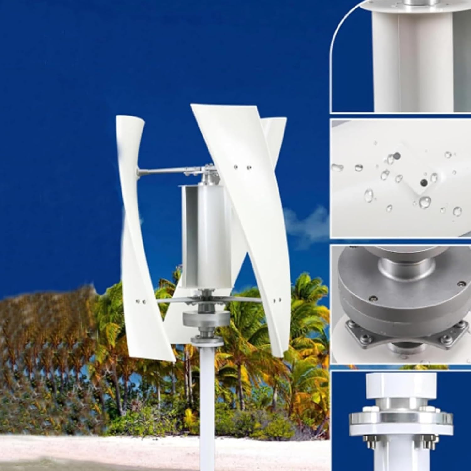 2200W 3 Blades Vertical Wind Turbine Generator Set,12V 24V 48V 220V Maglev Wind Turbine Easy to Assemble Suitable for Wind/Solar/Street/Mountainous Areas