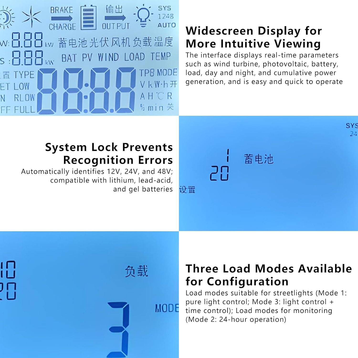 Wind Solar Hybrid MPPT Charge Controller,Automatic 12V 24V 48V Voltage Stabilization,15000W Wind Solar Hybrid Boost Controller 24V/48V(Auto)