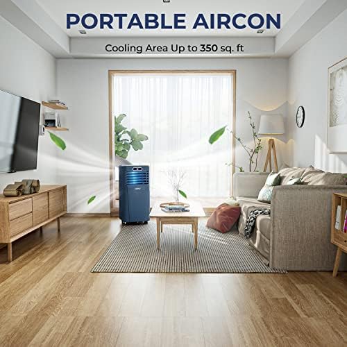 COSTWAY Portable Air Conditioner, 10000BTU Air Cooler with Drying/Fan/Sleep Mode, 2 Speeds, 24H Timer, for Home & Office, Cools Room up to 350 Sq. ft, Window Kit Included (10000 BTU, Dark Blue)