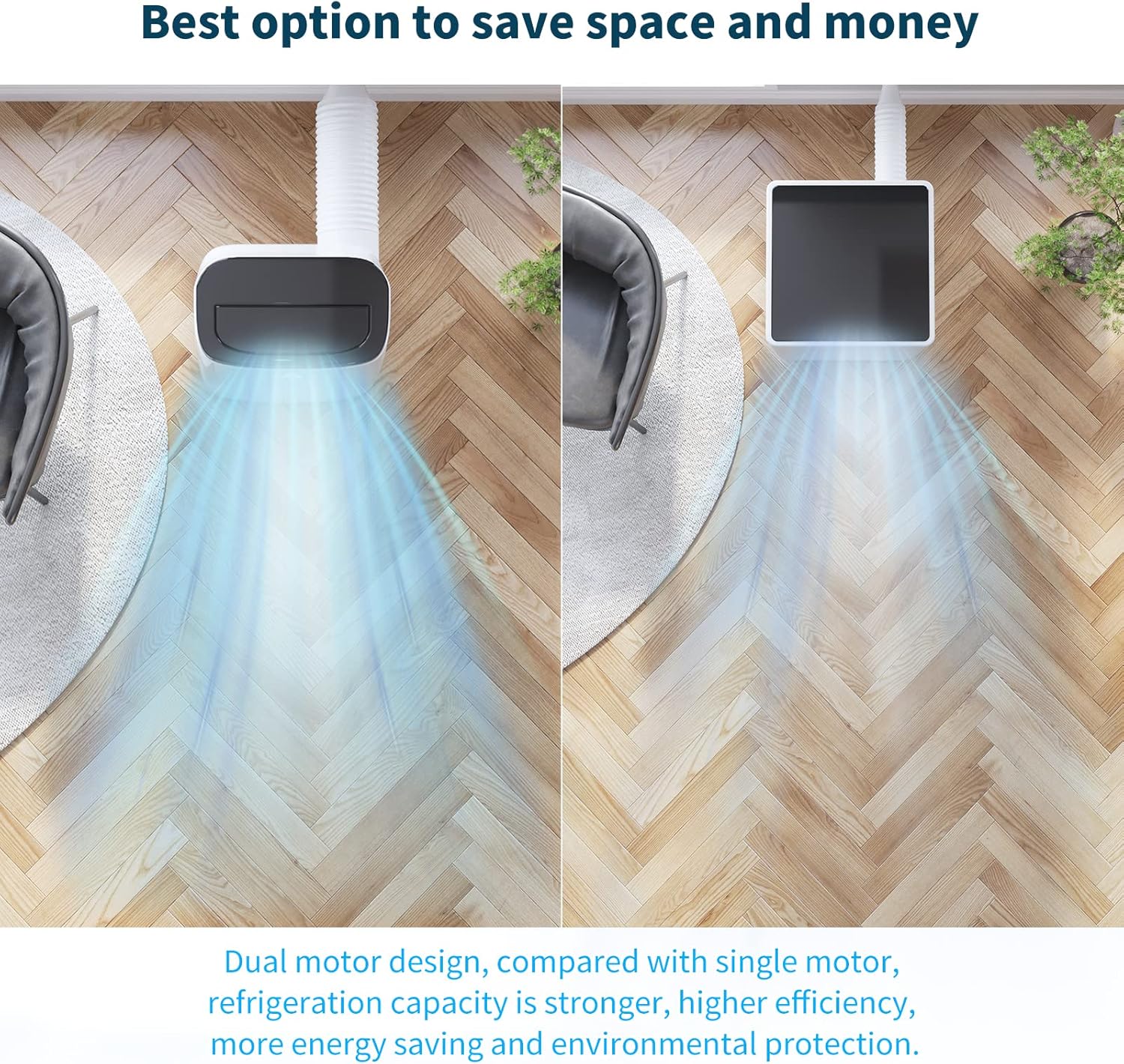 Jojoka Air Conditioner Portables for Room, 14000 BTU Portable AC with Remote Control, 4-in-1 Function, 750 Sq Ft Coverage, 24 Hour Timer & Window Venting Kit, White