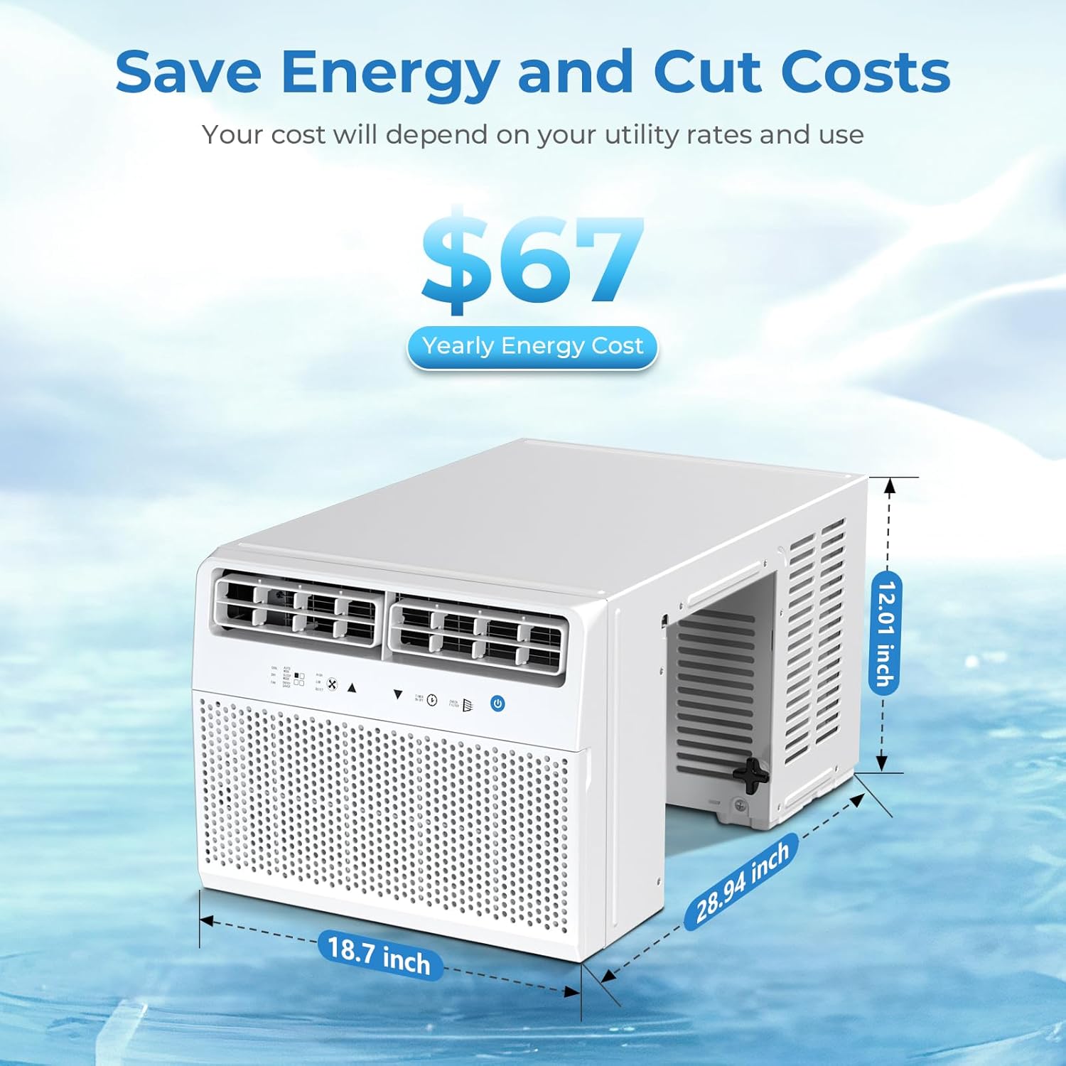 Antarctic Star U-Shaped Window Air Conditioner, 12000BTU Quiet Air Conditioner Window Unit, Cools up to 550 Sq. Ft, Saddle Window AC Units with Full Window View, Energy Saving, 6 Modes, CEER 10.5