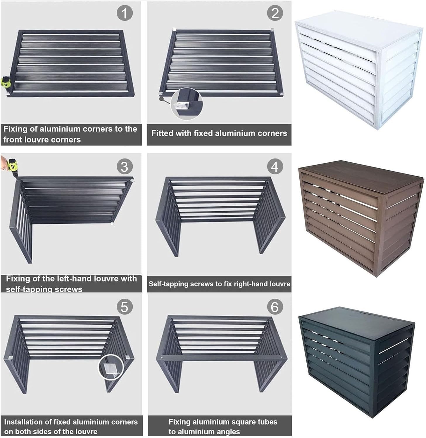 Aluminum Air Conditioner and Heat Pump Cover, Ac Unit Covers Outdoor, Privacy Screens Fence Panels for Air Conditioners Trash Bins(Gray,110cm)