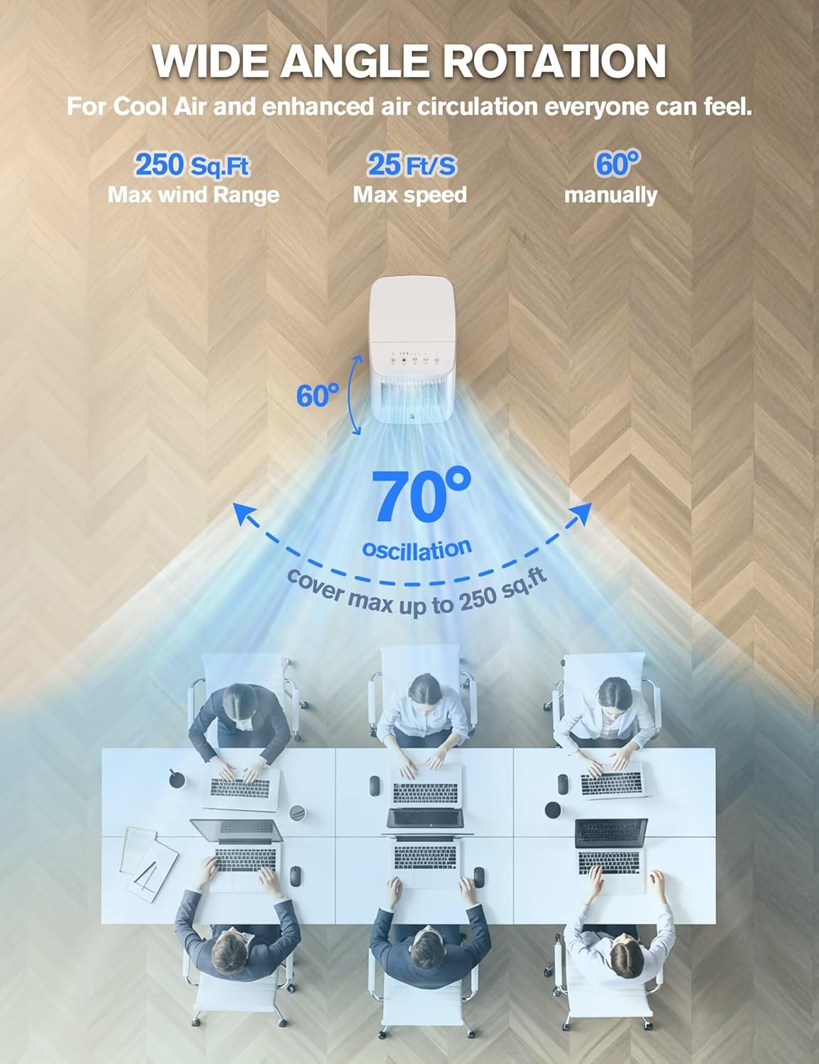 Portable Air Conditioners, 7H Timer for Auto-Off, Swamp Coolers Portable Ac with 70° Oscillation,for Room Bedroom Office, White