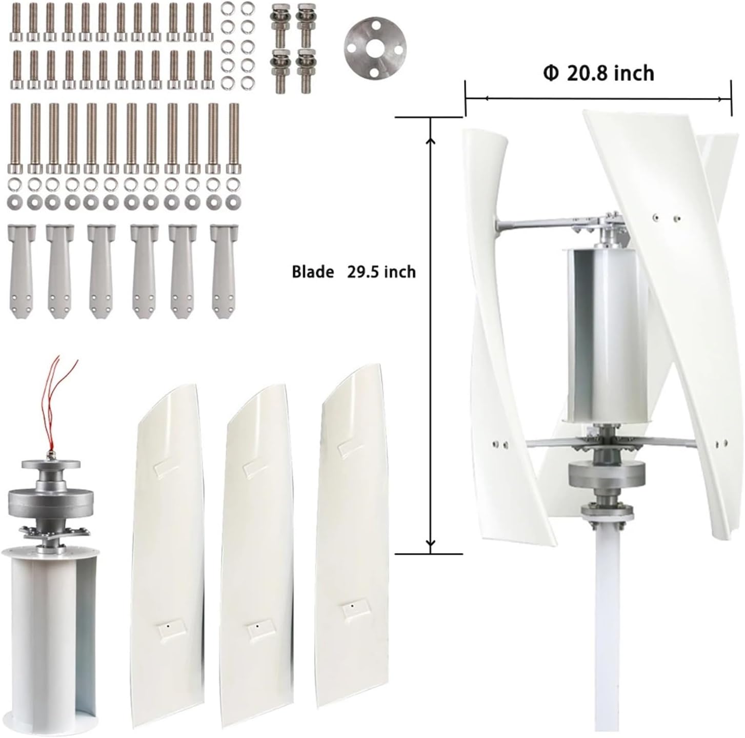 Wind Turbines, Free Energy Windmill 12v 24v 48v Turbine 2kw 2000w 3 Blades Vertical Axis Permanent Maglev Generator(Muti,12V)