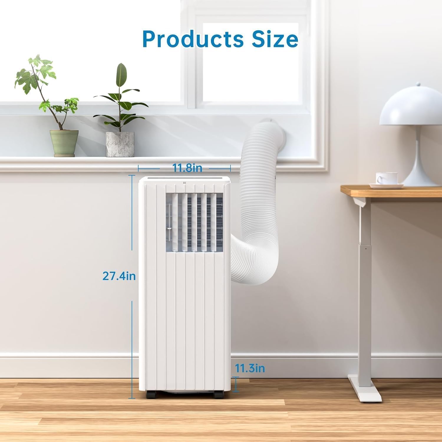 8000 BTU Portable Air Conditioner, 4-In-1 Quiet Portable AC Unit Up to 350 Sq.Ft, Portable Ac With Cooling, Fan, Dehumidifier,Energy Saving & Remote Control, for Rooms/Living Room, White