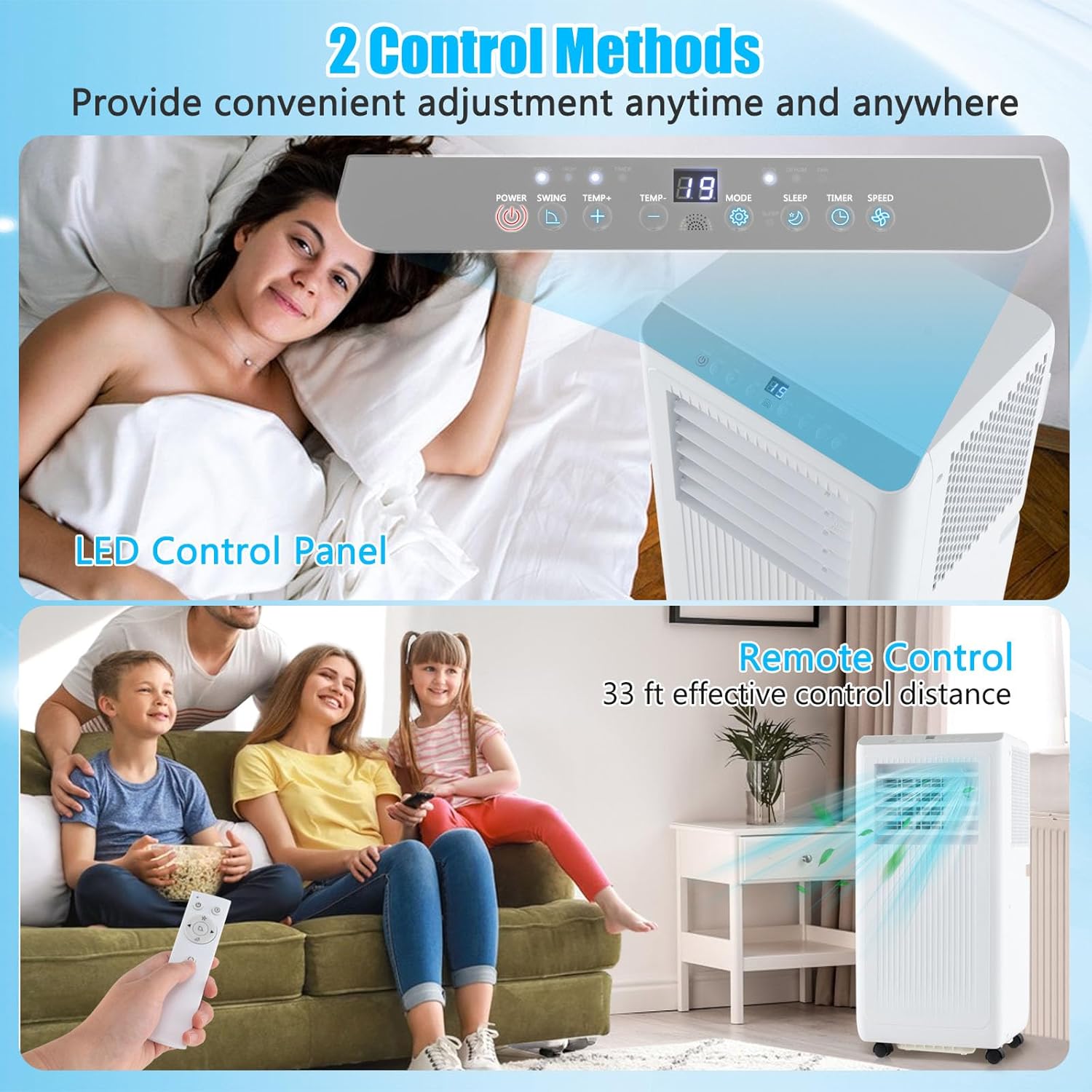 GOFLAME 10000BTUS Portable Air Conditioner for Rooms up to 250 Sq.Ft, 3-in-1 AC Unit on Wheels w/Cooling, Fan, Dehumidifier, Sleep Modes, 24H Timer, Remote Control Installation Kit, Floor AC Unit