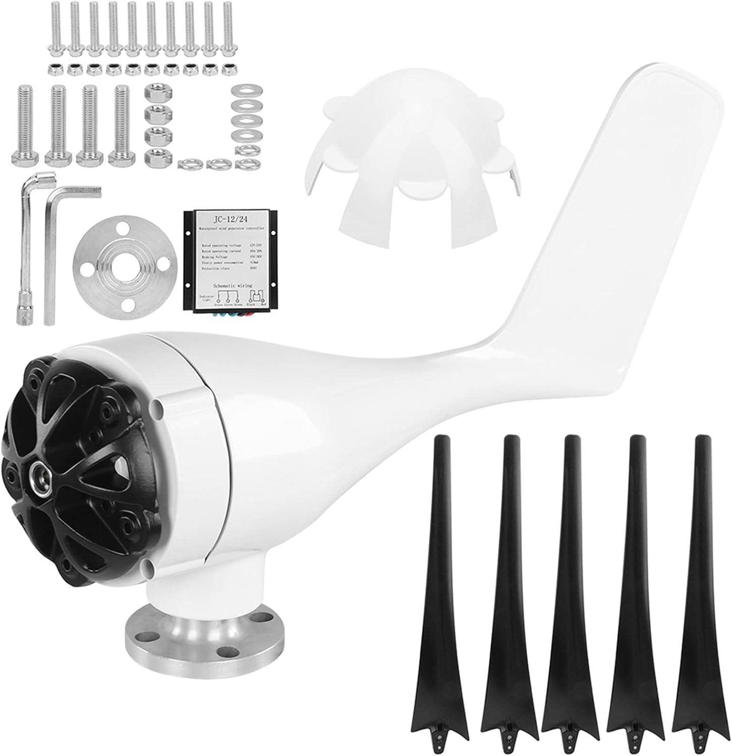 Windmill Generator 5 Blade Small Wind Turbines Kit Industrial Energy Equipment 800W for Lithium Batteries (24V)